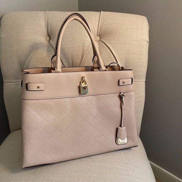 michael kors gramercy chain embossed leather satchel